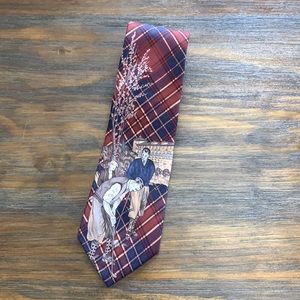 {417 by Van Heiden}Silk Plaid/Golf Scene Tie